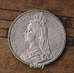 Raw 1889 Great Britain 1 Crown Victoria Old World Silver Coin Nice Detail Coin