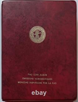 Red 1968 UN FAO Album Lot Of 45 World Coins Including Silver 5 Pages Complete