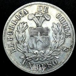 Republic Chile 1884 So (25 Gram) Un (1) Peso Silver Coin Au/ms Km#142.1. #2