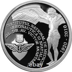 Romania 10 lei silver coin Aeronautical & Space Medicine Victor Anastasiu INMAS