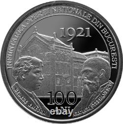 Romania 10 lei silver proof coin national Opera in Bucharest 100 years BNR 2021