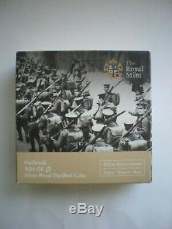 Royal Mint Uk 2014 Outbreak First World War £2 Silver Proof Piedfort Coin