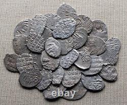 Russia, Fedor III, IVAN V, 1676-1696, lot of 30 coins, silver kopeck, scales #59