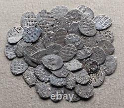 Russia, Fedor III, IVAN V, 1676-1696, lot of 43 coins, silver kopeck, scales #61