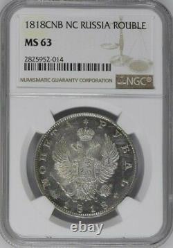 Russia Silver 1 Rouble 1818 Ngc Ms 63 Unc