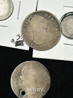 SASA Lot Of (20) 1/2-2 Silver Reales Mexico Bolivia. (9) Holed Mostly 1700s