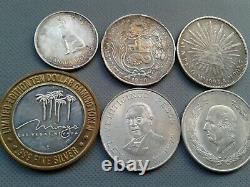 SILVER COIN LOTS SOME OLD WORLD COINS 1870! To 1980! 6 SILVER COLLECTIBLES