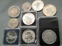 SILVER COIN LOTS SOME OLD WORLD COINS 1931! To 1986! 9 SILVER COLLECTIBLES