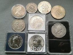 SILVER COIN LOTS SOME OLD WORLD COINS 1931! To 1986! 9 SILVER COLLECTIBLES