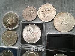 SILVER COIN LOTS SOME OLD WORLD COINS 1931! To 1986! 9 SILVER COLLECTIBLES