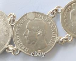 SILVER PENDANT WITH 18 RARE COINS 1820 -1882 USA, ITALY, SPAIN, weight 95 grams