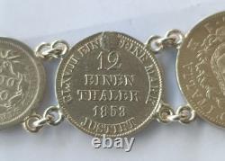 SILVER PENDANT WITH 18 RARE COINS 1820 -1882 USA, ITALY, SPAIN, weight 95 grams