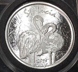 SIX 1oz SILVER $2 COINS of EASTERN CARIBBEAN CENTRAL BANK LOBSTER-BIRD-FLAMINGO