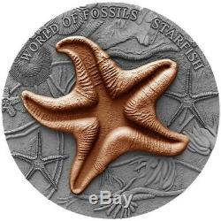 STARFISH WORLD OF FOSSILS 2 DOLLARS 2 OZ NIUE 2019 Silver coin