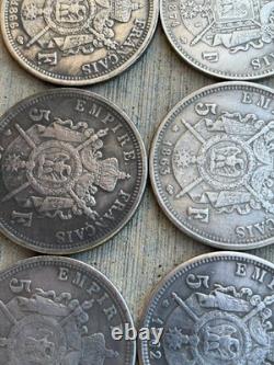 Set 7 Coin Romania 5 Lei 1883 1882 1881 1879 1884 1885 1901