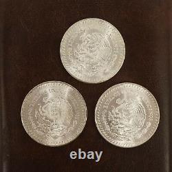 Set of 3 1980's Mexico Silver Libertads in Blanchard Wallet Free Ship US