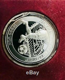 Set of 3 Gold and Silver coins FIFA World Cup Soccer Football Box Korea Japan