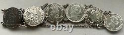 Silver Bracelet Made From 7 Old European Coins Denmark, Danzig, Austria, Brunsv