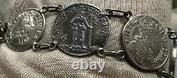 Silver Bracelet Made From 7 Old European Coins Denmark, Danzig, Austria, Brunsv