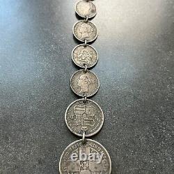 Silver Coin Watch Fob 1883 Hawaii Quarter 1881 50 Centavos Florin 3 6 Pence
