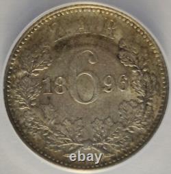 South Africa 1896 Silver 6Pence MS63 ANACS Rare HighGrade Kreuger Silver Coin 2B