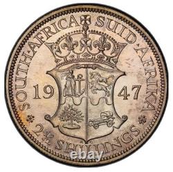 South Africa, 1947 George VI 2 and 1/2 Shillings. PCGS PR 65. 2,600 Mintage