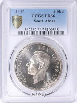 South Africa 1947 Silver 5 Shillings KM-31 PCGS Proof-66