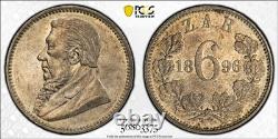 South Africa Republic ZAR PAUL KRUGER 1896 6 Pence 6D KM-4 PCGS MS63