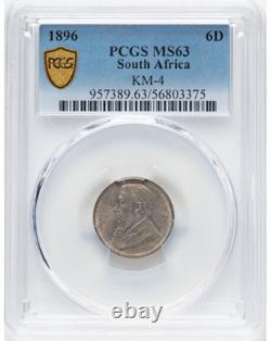 South Africa Republic ZAR PAUL KRUGER 1896 6 Pence 6D KM-4 PCGS MS63