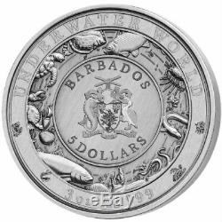 Spotted Seal Underwater World 2020 3 Oz $5 High Relief Pure Silver Coin Barbados