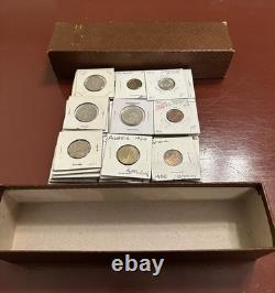 Storage Box Lot Of 90 Carded World Coins From 1940's To 1980's Silver Observed
