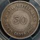 Straits Settlements 1887 50c Pcgs Vf35 Scarce World Silver Coin