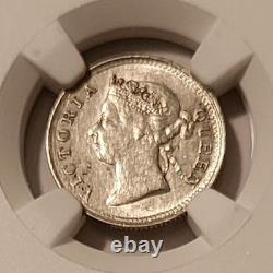 Straits Settlements (Malaysia) Victoria Silver 1895 5 Cents AU58 NGC