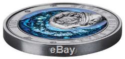 THE GREAT WHITE SHARK UNDERWATER WORLD 2018 3 oz $5 Pure Silver Coin ENAMEL