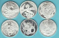 THE WORLD OF DRAGONS SET 1 oz. SILVER Round Coins COMPLETE 6 COINS
