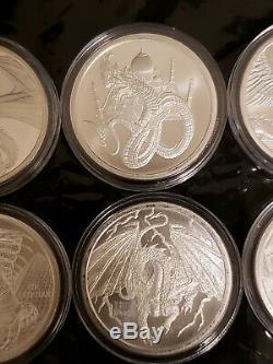 THE WORLD OF DRAGONS SET 1 oz. SILVER Round Coins COMPLETE 6 COINS