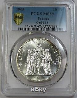 TOP POP! NONE FINER! 1965 PCGS MS 68 10 Franc Gad-813 France World Coin #18762A