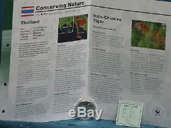 Thailand 100 Baht 1997 Silver Proof World Coin Thai Rama IX World Wildlife Tiger