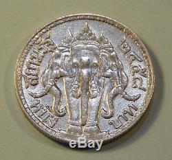 Thailand 1 Baht 1915 Silver World Coin King Rama VI Thai Elephant High Grade