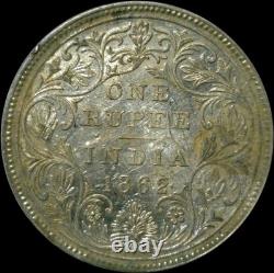 Top Grade British India Victoria Silver Rupee 1862 Possibly 0/11 Dots HV23