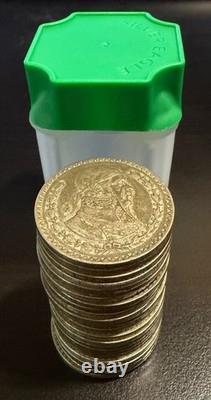 Tube of 25 Mexico's Last Silver Coin The 1957-1967 Un Peso 10% Silver