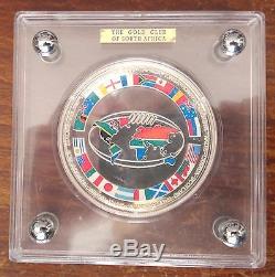 UGANDA COLORED 10000 SHILLINGS PROOF COIN 1995 YEAR WORLD OF RUGBY SILVER 10 Oz
