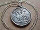 Uk Victorian 1890 English. 925 Silver Crown Coin Pendant 24 Italy Silver Chain