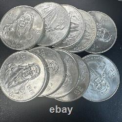 UNC BU Lot of 10 Mexican Cien 100 Pesos 1978 General Morelos Coins. 720 Silver