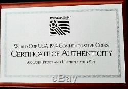 Us 1994 World Cup USA Gold & Silver Proof Commemorative 6 Coin Set