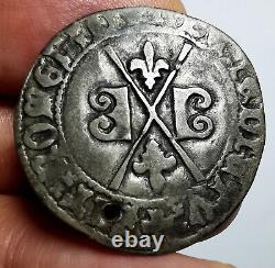 VERY RARE Medieval France Burgundy Duchy Charles I the bold Silver 1 Gros 1474