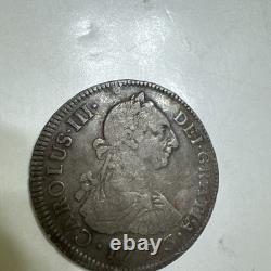 VINTAGE COIN, MEXICO. SILVER 2 REALS, 1773, Sold as is