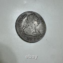 VINTAGE COIN, MEXICO. SILVER 2 REALS, 1773, Sold as is