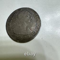 VINTAGE COIN, MEXICO. SILVER 2 REALS, 1773, Sold as is