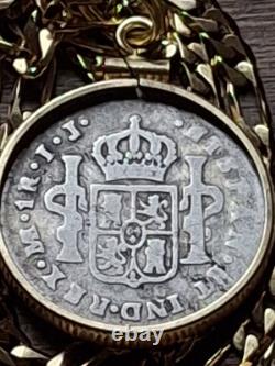 Very Rare 1789 IJ Type Colonial Peru. 903 Silver Reale Pendant w COA & Box